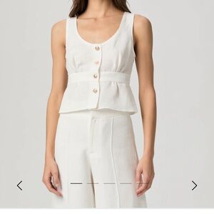 PAIGE White Sleeveless Buttoned Crop Tank Top